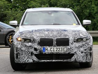 aria-label="New electric BMW 3 Series spyshots"