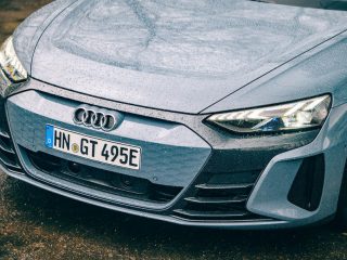 aria-label="3 audi e tron gt 2021 lhd uk first drive review nose"