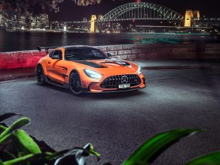aria-label="2021 Mercedes AMG GT Black Australia Hero Sydney Front"