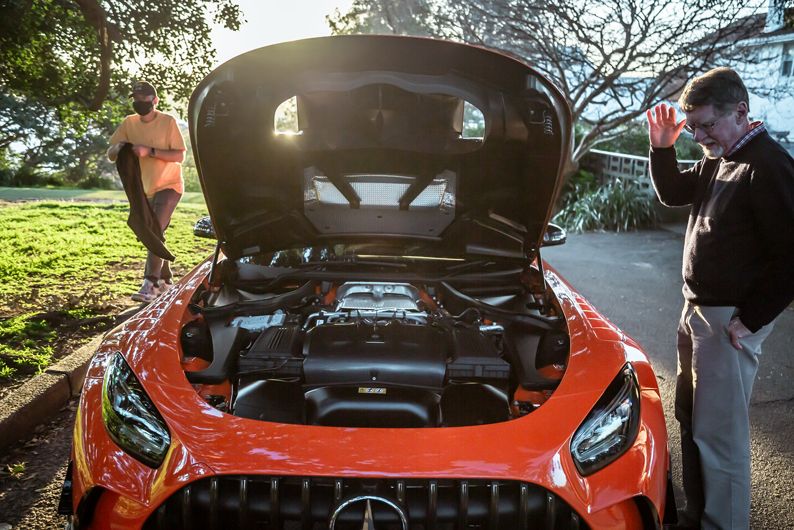 aria-label="2021 Mercedes AMG GT Black Australia engine street"