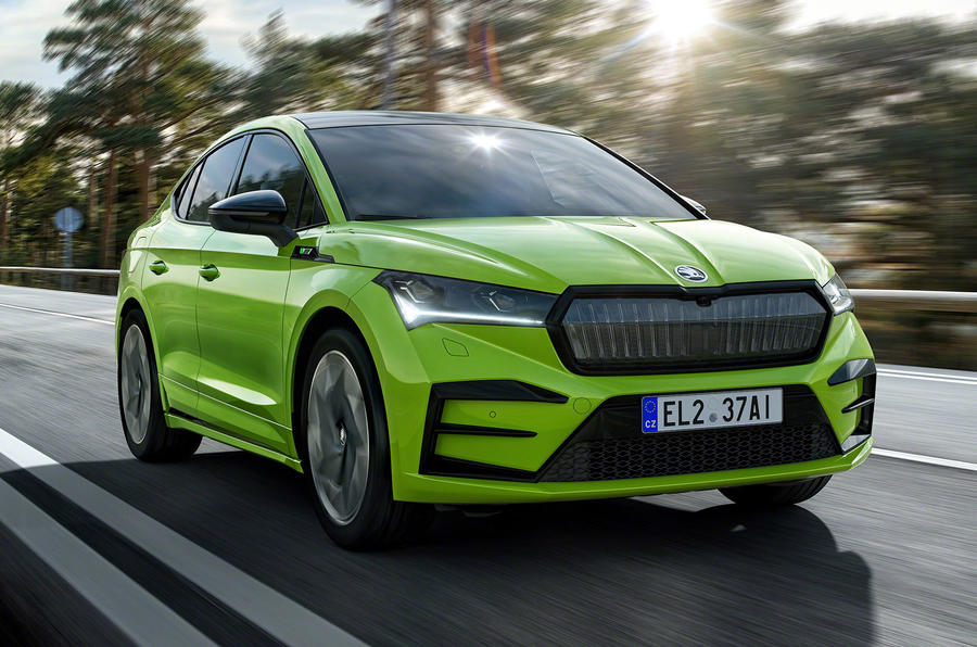 99 skoda enyaq coupe vrs 2022 official images tracking front
