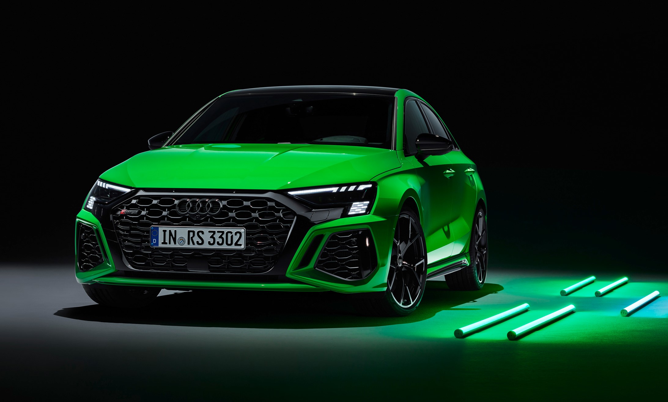 aria-label="2023 Audi RS3 Green sedan 1"