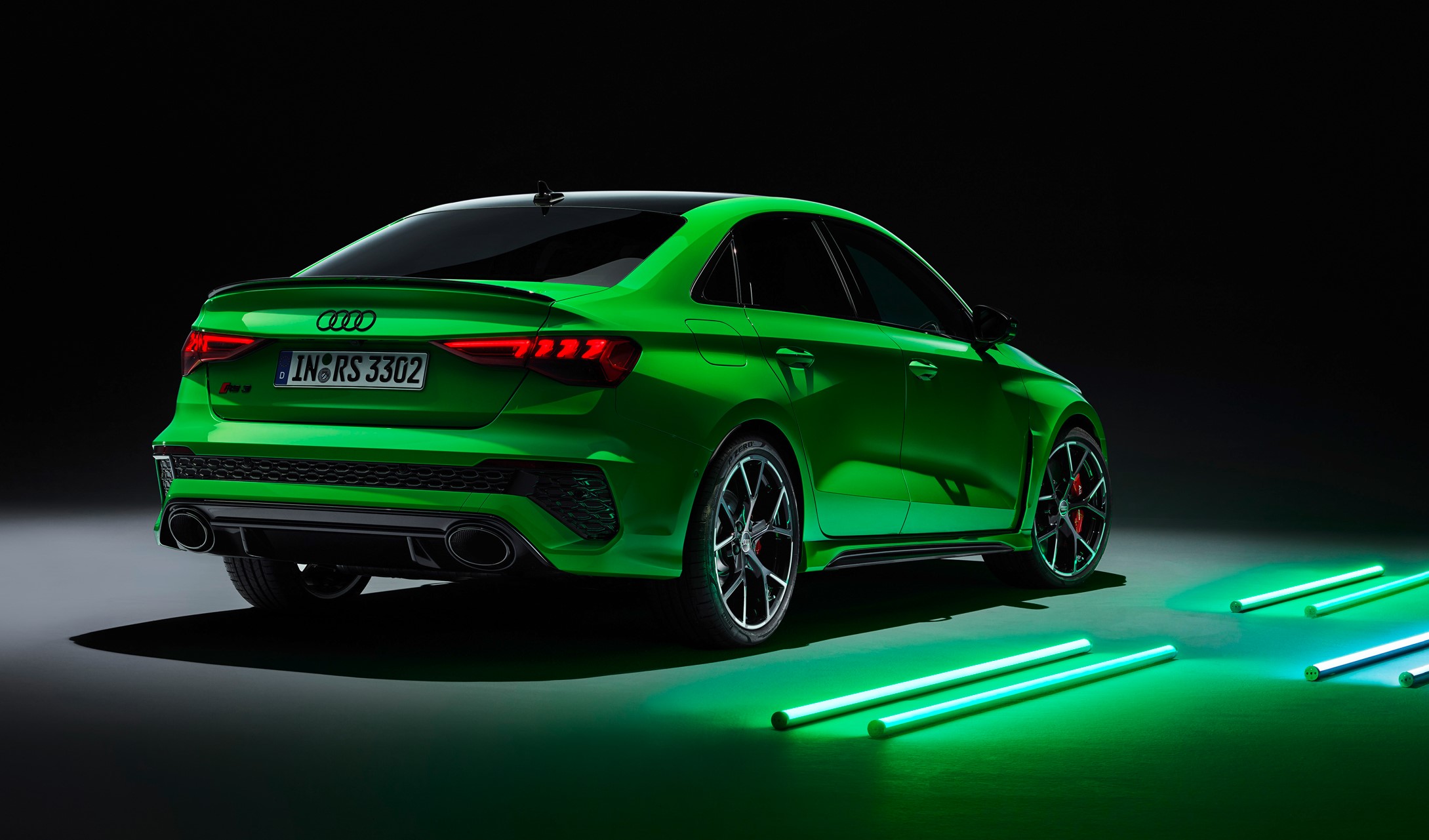 aria-label="2023 Audi RS3 Green sedan 2"