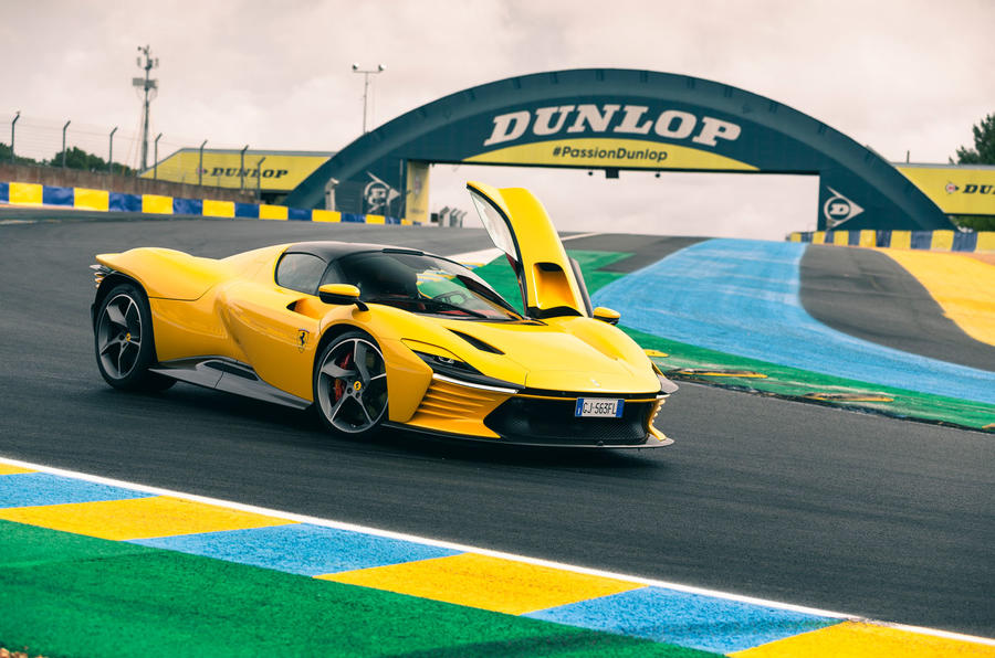 aria-label="Ferrari Daytona SP3 Yellow race track 13"